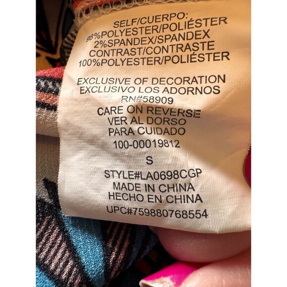 Gibson Latimer Womens S Tribal Geometric Print Top With Red Trim & Tassels Boho - Picture 5 of 10